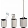 WENKO Set Accessoires Salle De Bain, Gobelet Brosse à Dent, Distributeur Savon Liquide, Brosse WC, Auron, Plastique Finition Chromée -WENKO Soldes 34038684 1