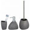 WENKO Set Accessoires Salle De Bain, Gobelet Brosse à Dent, Distributeur Savon Liquide, Brosse WC Noir, Pion, Céramique -WENKO Soldes 34038688 1