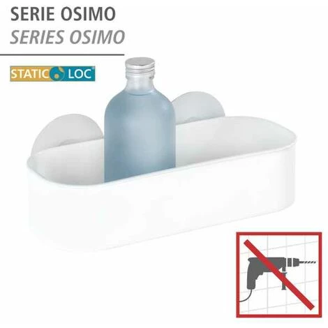 WENKO Etagère Murale Salle De Bain Osimo, Panier De Douche Fixation Sans Perçage Static-Loc®, Lot De 2, Plastique, 27x9,5x12 Cm, Blanc 4 WENKO Etagère Murale Salle De Bain Osimo, Panier De Douche Fixation Sans Perçage Static-Loc®, Lot De 2, Plastique, 27x9,5x12 Cm, Blanc – Image 2