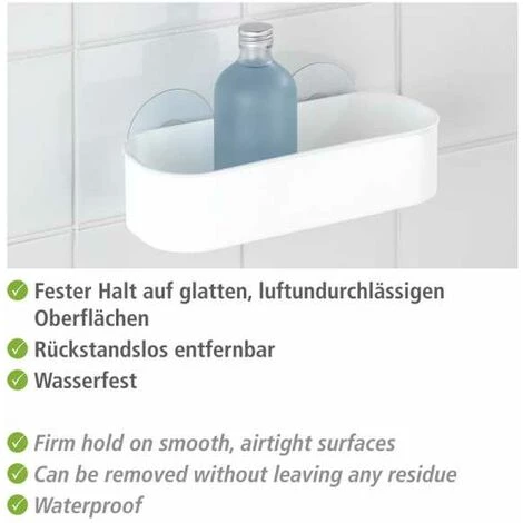 WENKO Etagère Murale Salle De Bain Osimo, Panier De Douche Fixation Sans Perçage Static-Loc®, Lot De 2, Plastique, 27x9,5x12 Cm, Blanc 6 WENKO Etagère Murale Salle De Bain Osimo, Panier De Douche Fixation Sans Perçage Static-Loc®, Lot De 2, Plastique, 27x9,5x12 Cm, Blanc – Image 4