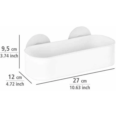 WENKO Etagère Murale Salle De Bain Osimo, Panier De Douche Fixation Sans Perçage Static-Loc®, Lot De 2, Plastique, 27x9,5x12 Cm, Blanc 7 WENKO Etagère Murale Salle De Bain Osimo, Panier De Douche Fixation Sans Perçage Static-Loc®, Lot De 2, Plastique, 27x9,5x12 Cm, Blanc – Image 5