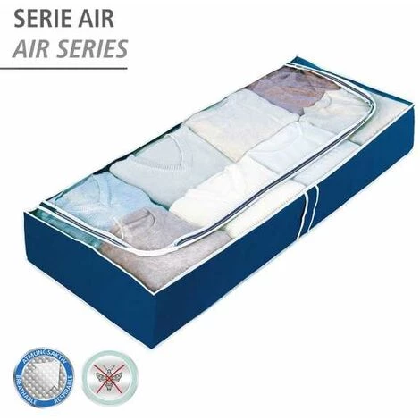 WENKO Rangement Sous Lit Pour Le Stockage Des Vetements, Couettes, Housse Souple, Bleu, 105x15x45 Cm, Lot De 4 4 WENKO Rangement Sous Lit Pour Le Stockage Des Vetements, Couettes, Housse Souple, Bleu, 105x15x45 Cm, Lot De 4 – Image 2