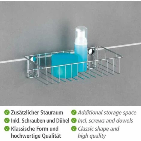 WENKO Etagère Murale Salle De Bain Sans Perçage, Innovation "Vacuum Loc", Classic, Acier Chromé 4 WENKO Etagère Murale Salle De Bain Sans Perçage, Innovation "Vacuum Loc", Classic, Acier Chromé – Image 2