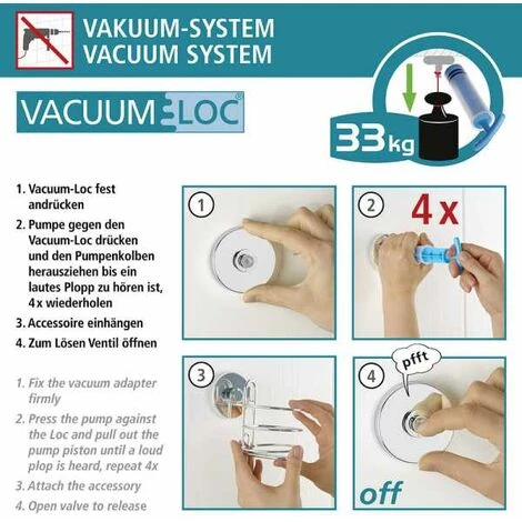 WENKO Etagère Murale Salle De Bain Sans Perçage, Innovation "Vacuum Loc", Classic, Acier Chromé 6 WENKO Etagère Murale Salle De Bain Sans Perçage, Innovation "Vacuum Loc", Classic, Acier Chromé – Image 4