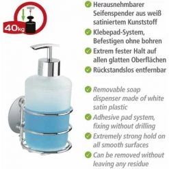 WENKO Porte Savon Liquide Mural Et Porte Gobelet Salle De Bain Mural, Solution Sans Perçage, Innovation "Power Loc Plus" -WENKO Soldes 34038708 2