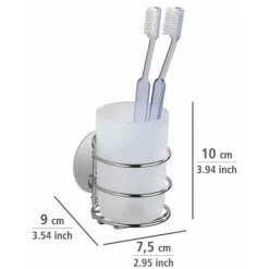 WENKO Porte Savon Liquide Mural Et Porte Gobelet Salle De Bain Mural, Solution Sans Perçage, Innovation "Power Loc Plus" -WENKO Soldes 34038708 5