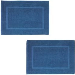 WENKO Tapis Salle De Bain, Bleu Coton, 50x70 Cm, Paradise, Lot De 2
