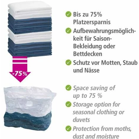 WENKO Housse De Rangement Sous Vide, Sac Rangement Sous Vide, Lot De 4, 70x100x35cm Et 50x60x35 5 WENKO Housse De Rangement Sous Vide, Sac Rangement Sous Vide, Lot De 4, 70x100x35cm Et 50x60x35 – Image 3