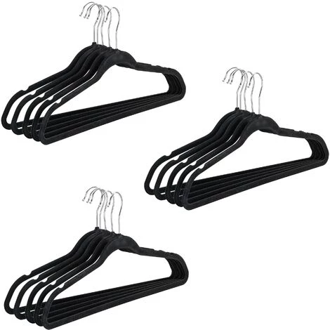 WENKO Lot De 15 Cintres Noirs, Aspect Velours, L46 Cm 3 WENKO Lot De 15 Cintres Noirs, Aspect Velours, L46 Cm