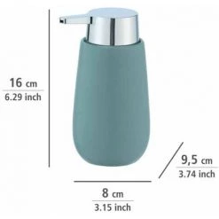 WENKO Set Accessoires Salle De Bain, Gobelet Brosse à Dent, Distributeur Savon Liquide, Brosse WC, Céramique, Badi, Bleu Gris Mat -WENKO Soldes 34038729 5