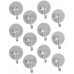 WENKO Crochet Porte Manteau-Porte Serviette Mural, Solution Sans Perçage, Innovation "Static Loc Plus", Osimo, Lot De 12, Plastique, Ø 3,8x2,1 Cm, Chromé