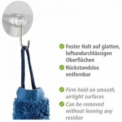WENKO Crochet Porte Manteau-Porte Serviette Mural, Solution Sans Perçage, Innovation "Static Loc Plus", Osimo, Lot De 12, Plastique, Ø 3,8x2,1 Cm, Chromé -WENKO Soldes 34038736 4