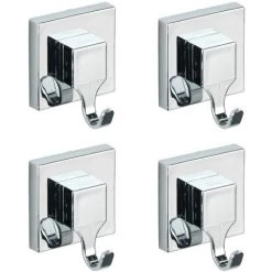 WENKO Crochet Porte Manteau-Porte Serviette Mural, Solution Sans Perçage, Innovation "Vacuum Loc Plus", Lot De 4