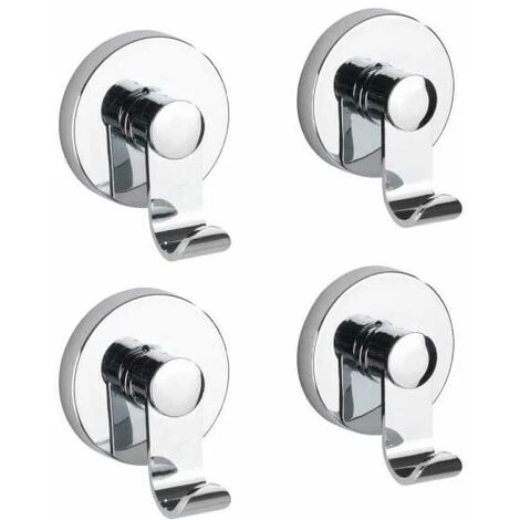 WENKO Crochet Porte Manteau-Porte Serviette Mural, Rond, Solution Sans Perçage, Innovation "Vacuum Loc Plus", Lot De 4 3 WENKO Crochet Porte Manteau-Porte Serviette Mural, Rond, Solution Sans Perçage, Innovation "Vacuum Loc Plus", Lot De 4