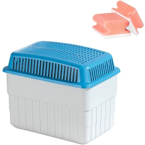 WENKO Déshumidificateur D'air, Absorbeur D'humidité, 1kg, 24x16x15 Cm, Blanc/Bleu, Lot De 2 éponges Offertes 3 WENKO Déshumidificateur D'air, Absorbeur D'humidité, 1kg, 24x16x15 Cm, Blanc/Bleu, Lot De 2 éponges Offertes