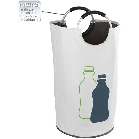 WENKO Collecteur De Bouteille, Panier Bouteille, Capacité 69L, Beige Motif Bouteille, Jumbo, Lot De 2 éponges Offertes 4 WENKO Collecteur De Bouteille, Panier Bouteille, Capacité 69L, Beige Motif Bouteille, Jumbo, Lot De 2 éponges Offertes – Image 2