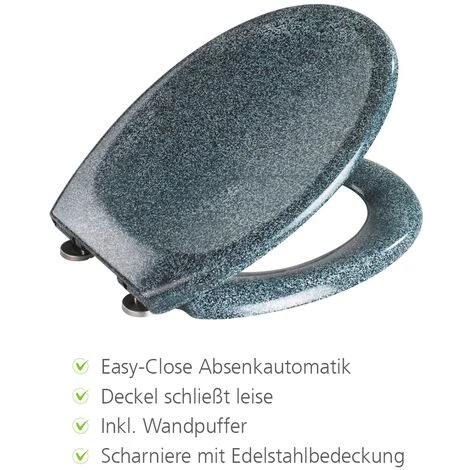WENKO Abattant WC Avec Frein De Chute, Abattant WC Original Effet Granit, Fixation Acier, 37,5x44,6 Cm, Lot De 2 éponges Offertes 4 WENKO Abattant WC Avec Frein De Chute, Abattant WC Original Effet Granit, Fixation Acier, 37,5x44,6 Cm, Lot De 2 éponges Offertes – Image 2