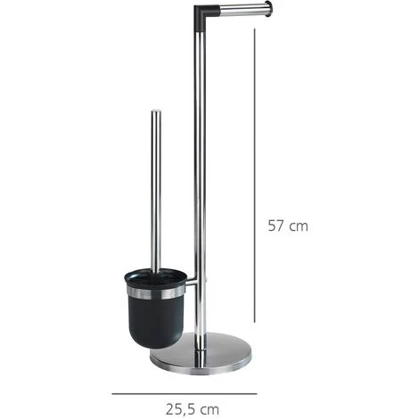 WENKO Combiné WC 2en1, Distributeur Papier Toilette Et Brosse WC Noir, Parus, Acier Inox, Lot De 2 éponges Offertes 4 WENKO Combiné WC 2en1, Distributeur Papier Toilette Et Brosse WC Noir, Parus, Acier Inox, Lot De 2 éponges Offertes – Image 2
