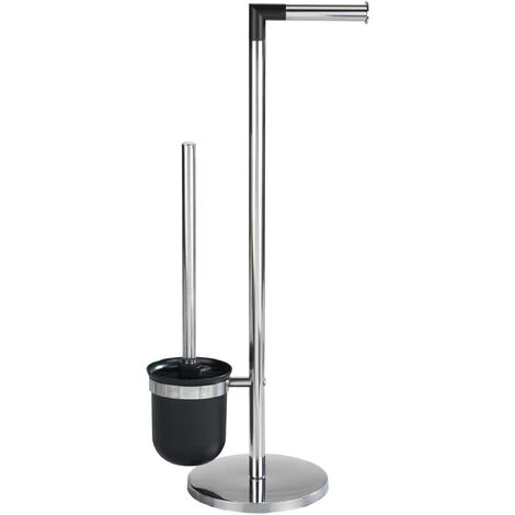 WENKO Combiné WC 2en1, Distributeur Papier Toilette Et Brosse WC Noir, Parus, Acier Inox, Lot De 2 éponges Offertes 5 WENKO Combiné WC 2en1, Distributeur Papier Toilette Et Brosse WC Noir, Parus, Acier Inox, Lot De 2 éponges Offertes – Image 3