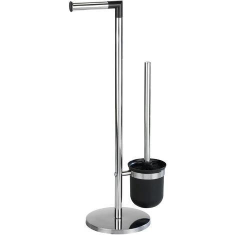 WENKO Combiné WC 2en1, Distributeur Papier Toilette Et Brosse WC Noir, Parus, Acier Inox, Lot De 2 éponges Offertes 6 WENKO Combiné WC 2en1, Distributeur Papier Toilette Et Brosse WC Noir, Parus, Acier Inox, Lot De 2 éponges Offertes – Image 4