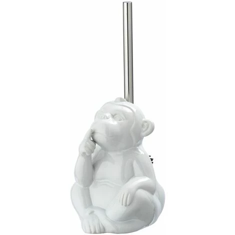 WENKO Brosse WC Monkey Quiet En Céramique - 15 X 69 X 20 - Blanc 4 WENKO Brosse WC Monkey Quiet En Céramique - 15 X 69 X 20 - Blanc – Image 2