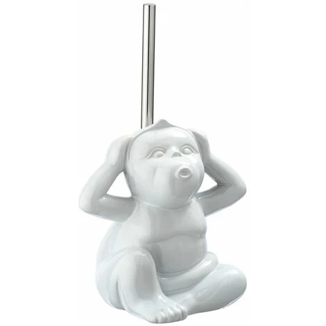 WENKO Brosse WC Monkey Silent En Céramique - 15 X 69 X 20 - Blanc 3 WENKO Brosse WC Monkey Silent En Céramique - 15 X 69 X 20 - Blanc