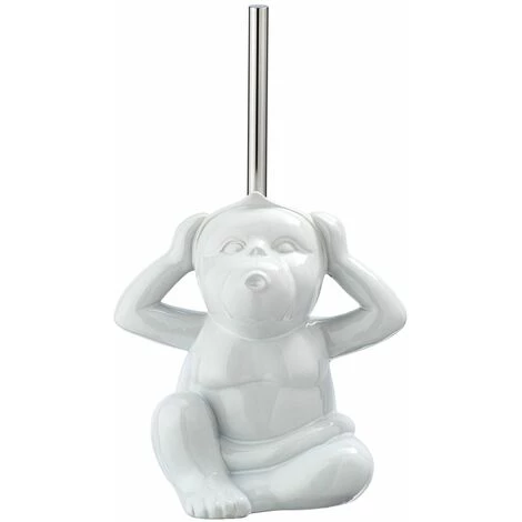 WENKO Brosse WC Monkey Silent En Céramique - 15 X 69 X 20 - Blanc 4 WENKO Brosse WC Monkey Silent En Céramique - 15 X 69 X 20 - Blanc – Image 2