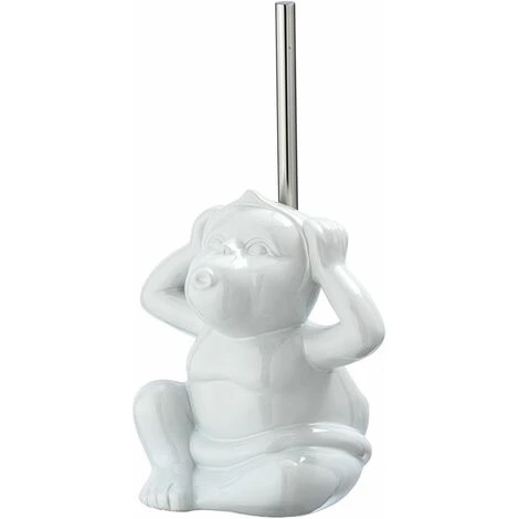 WENKO Brosse WC Monkey Silent En Céramique - 15 X 69 X 20 - Blanc 5 WENKO Brosse WC Monkey Silent En Céramique - 15 X 69 X 20 - Blanc – Image 3