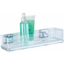 WENKO Etagère Maxi En Acier Inox Quadro - 38.5 X 8.5 X 14.5 - Transparent