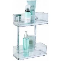 WENKO Etagère Murale En Acier Inox Quadro 2 Niveaux - 25.5 X 32.5 X 14 - Transparent