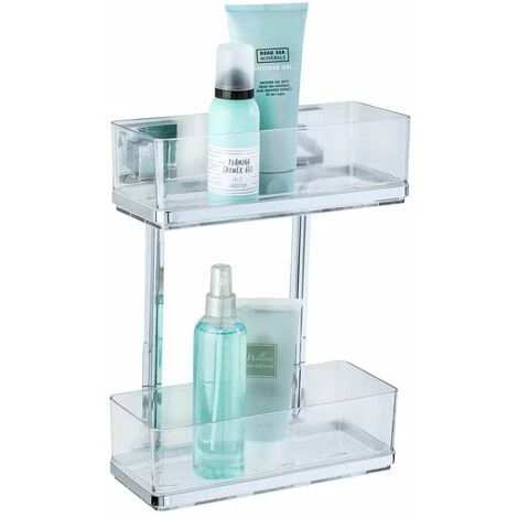 WENKO Etagère Murale En Acier Inox Quadro 2 Niveaux - 25.5 X 32.5 X 14 - Transparent 3 WENKO Etagère Murale En Acier Inox Quadro 2 Niveaux - 25.5 X 32.5 X 14 - Transparent