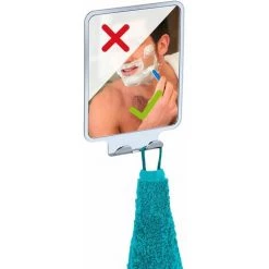 WENKO Miroir Anti-buée Quadro - 14 X 19.5 X 8 - Argent -WENKO Soldes 34084007 4