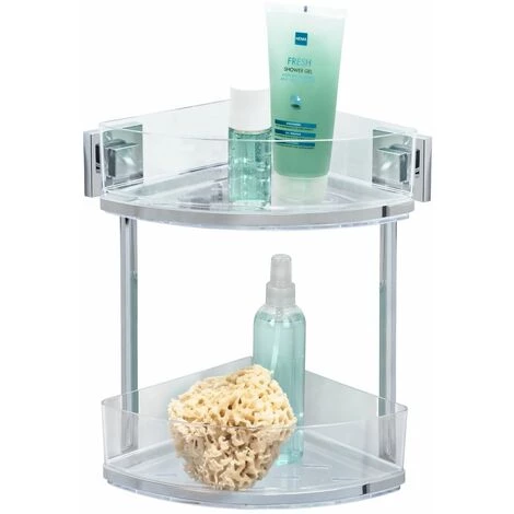 WENKO Etagère D'angle En Acier Inox Quadro 2 Niveaux - 28 X 32.5 X 19.5 - Argent 4 WENKO Etagère D'angle En Acier Inox Quadro 2 Niveaux - 28 X 32.5 X 19.5 - Argent – Image 2