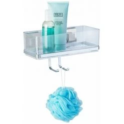 WENKO Etagère Murale Avec Crochet En Acier Inox - 25.5 X 15 X 14 - Transparent