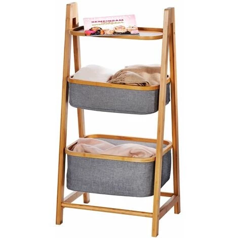 WENKO Étagère Bahari à 2 Paniers - 44 X 91 X 34 - Gris 3 WENKO Étagère Bahari à 2 Paniers - 44 X 91 X 34 - Gris