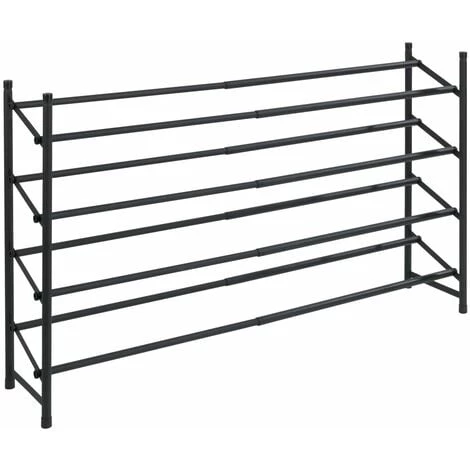 WENKO Étagère à Chaussures Antiglissante Hero Extensible, Pour 24 Paires De Chaussures - 62-115 X 68 X 23 - Noir 3 WENKO Étagère à Chaussures Antiglissante Hero Extensible, Pour 24 Paires De Chaussures - 62-115 X 68 X 23 - Noir