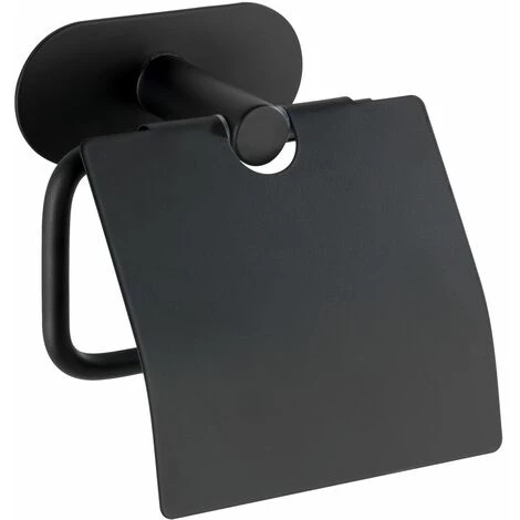 WENKO Dérouleur Papier WC Avec Couvercle Orea En Acier Inox - Noir - 14 X 12.5 X 7 - Noir 4 WENKO Dérouleur Papier WC Avec Couvercle Orea En Acier Inox - Noir - 14 X 12.5 X 7 - Noir – Image 2