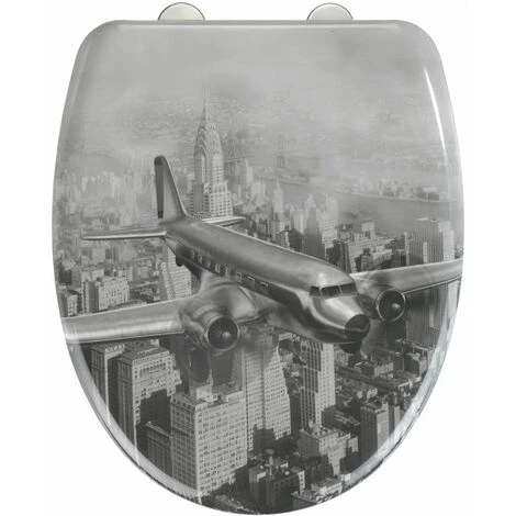 WENKO Abattant WC Old-Time Plane - 38 X 45 - Gris 4 WENKO Abattant WC Old-Time Plane - 38 X 45 - Gris – Image 2