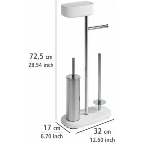 WENKO Combiné WC 4en1, Brosse WC Et Dérouleur Papier Toilette, Rangement Papier Toilette Avec Boîte De Rangement Rivazza Blanc, Acier Inox - Plastique, 17x72,5x32 Cm, Blanc 6 WENKO Combiné WC 4en1, Brosse WC Et Dérouleur Papier Toilette, Rangement Papier Toilette Avec Boîte De Rangement Rivazza Blanc, Acier Inox - Plastique, 17x72,5x32 Cm, Blanc – Image 4