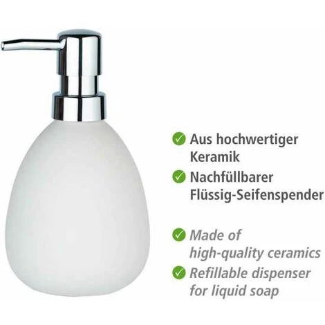 WENKO Set Accessoire Salle De Bain, Gobelet Brosse à Dent, Distributeur Savon Liquide, Brosse WC, Polaris, Blanc Mat 5 WENKO Set Accessoire Salle De Bain, Gobelet Brosse à Dent, Distributeur Savon Liquide, Brosse WC, Polaris, Blanc Mat – Image 3