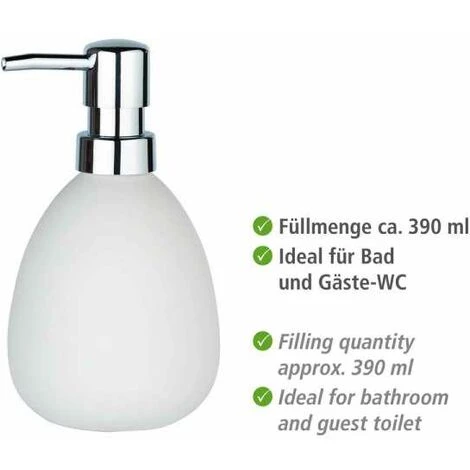 WENKO Set Accessoire Salle De Bain, Gobelet Brosse à Dent, Distributeur Savon Liquide, Brosse WC, Polaris, Blanc Mat 6 WENKO Set Accessoire Salle De Bain, Gobelet Brosse à Dent, Distributeur Savon Liquide, Brosse WC, Polaris, Blanc Mat – Image 4