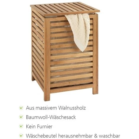 WENKO Panier à Linge Bois, Coffre à Linge Bois, Norway, Capacité 56L, Lot De 2 éponges Offertes 4 WENKO Panier à Linge Bois, Coffre à Linge Bois, Norway, Capacité 56L, Lot De 2 éponges Offertes – Image 2