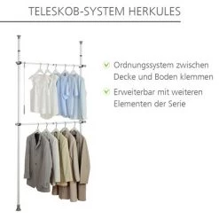WENKO Portant Vêtement Téléscopique Pour Dressing Sur Mesure, Solution Sans Perçage, Herkules, Acier Blanc, Lot De 2 éponges Offertes 9 WENKO Portant Vêtement Téléscopique Pour Dressing Sur Mesure, Solution Sans Perçage, Herkules, Acier Blanc, Lot De 2 éponges Offertes -WENKO Soldes 34260317 3