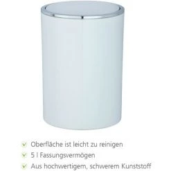 WENKO Poubelle Salle De Bain Inca Blanc, Petite Poubelle Salle De Bain 5L, Lot De 2 éponges Offertes 11 WENKO Poubelle Salle De Bain Inca Blanc, Petite Poubelle Salle De Bain 5L, Lot De 2 éponges Offertes -WENKO Soldes 34260320 5