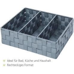 WENKO Panier De Rangement Salle De Bain Avec 3 Compartiment, Rangement Salle De Bain Adria, Gris, Lot De 2 éponges Offertes -WENKO Soldes 34260325 3