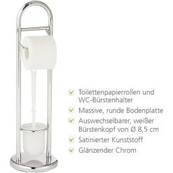 WENKO Serviteur WC 2en1, Distributeur Papier Toilette Et Brosse WC Siena, Acier, Lot De 2 éponges Offertes -WENKO Soldes 34260326 3