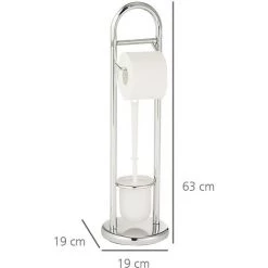 WENKO Serviteur WC 2en1, Distributeur Papier Toilette Et Brosse WC Siena, Acier, Lot De 2 éponges Offertes -WENKO Soldes 34260326 4