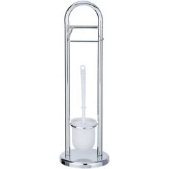 WENKO Serviteur WC 2en1, Distributeur Papier Toilette Et Brosse WC Siena, Acier, Lot De 2 éponges Offertes -WENKO Soldes 34260326 5