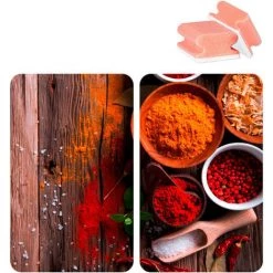 WENKO Protection Plaque De Cuisson, Couvre Plaque Induction, électrique En Verre "Epices", 3en1, Lot De 2 éponges Offertes