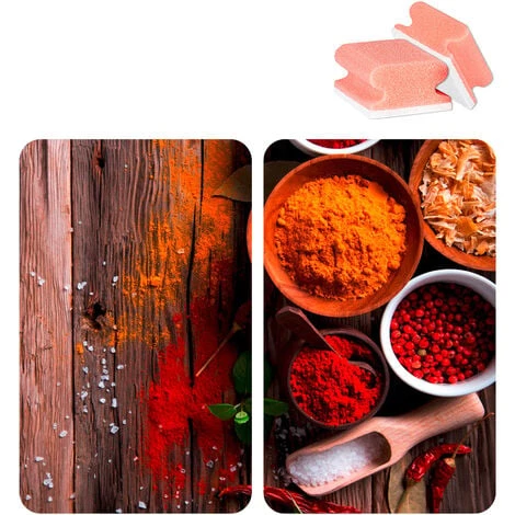 WENKO Protection Plaque De Cuisson, Couvre Plaque Induction, électrique En Verre "Epices", 3en1, Lot De 2 éponges Offertes 3 WENKO Protection Plaque De Cuisson, Couvre Plaque Induction, électrique En Verre "Epices", 3en1, Lot De 2 éponges Offertes